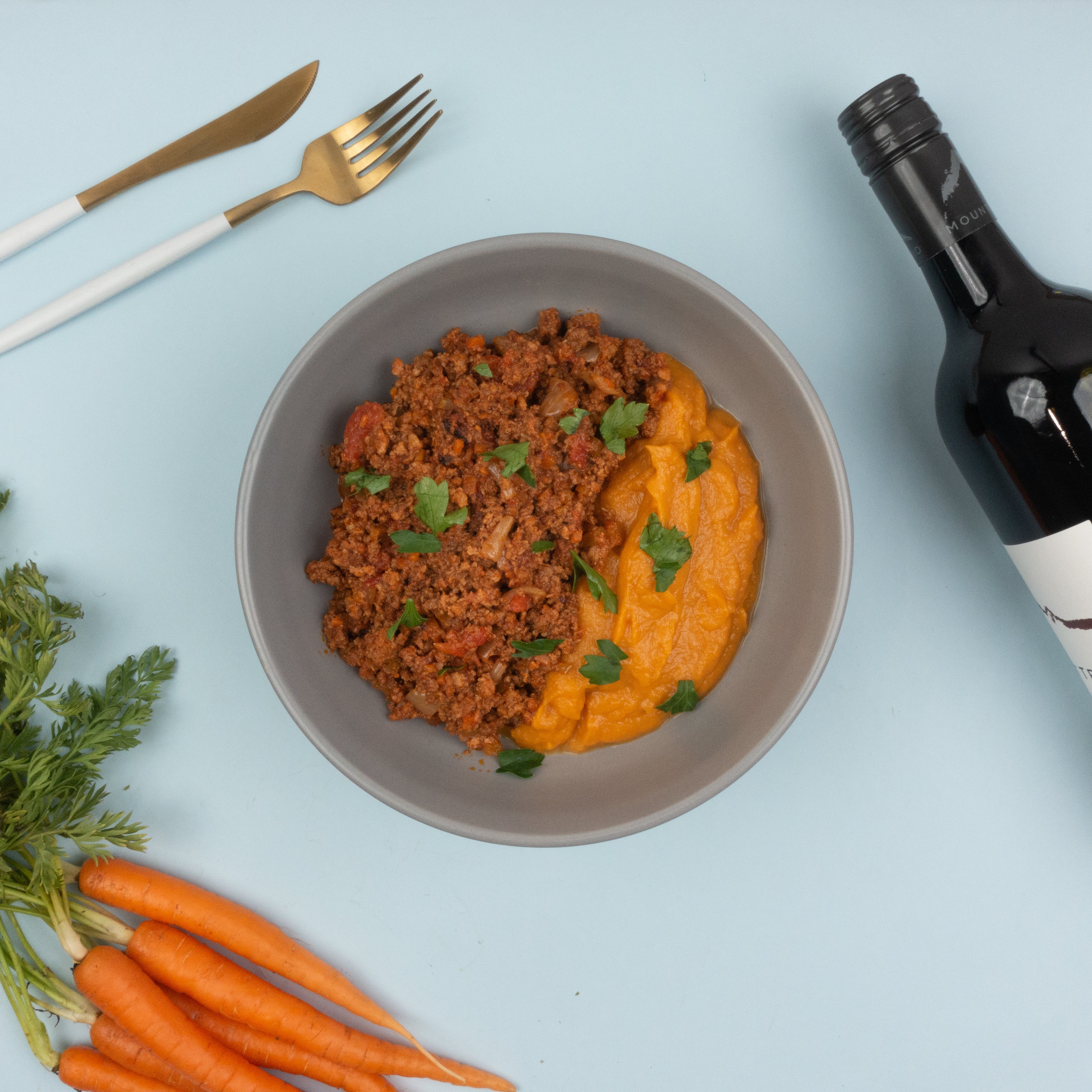 Slow Cooked Ragu with Sweet Potato Mash