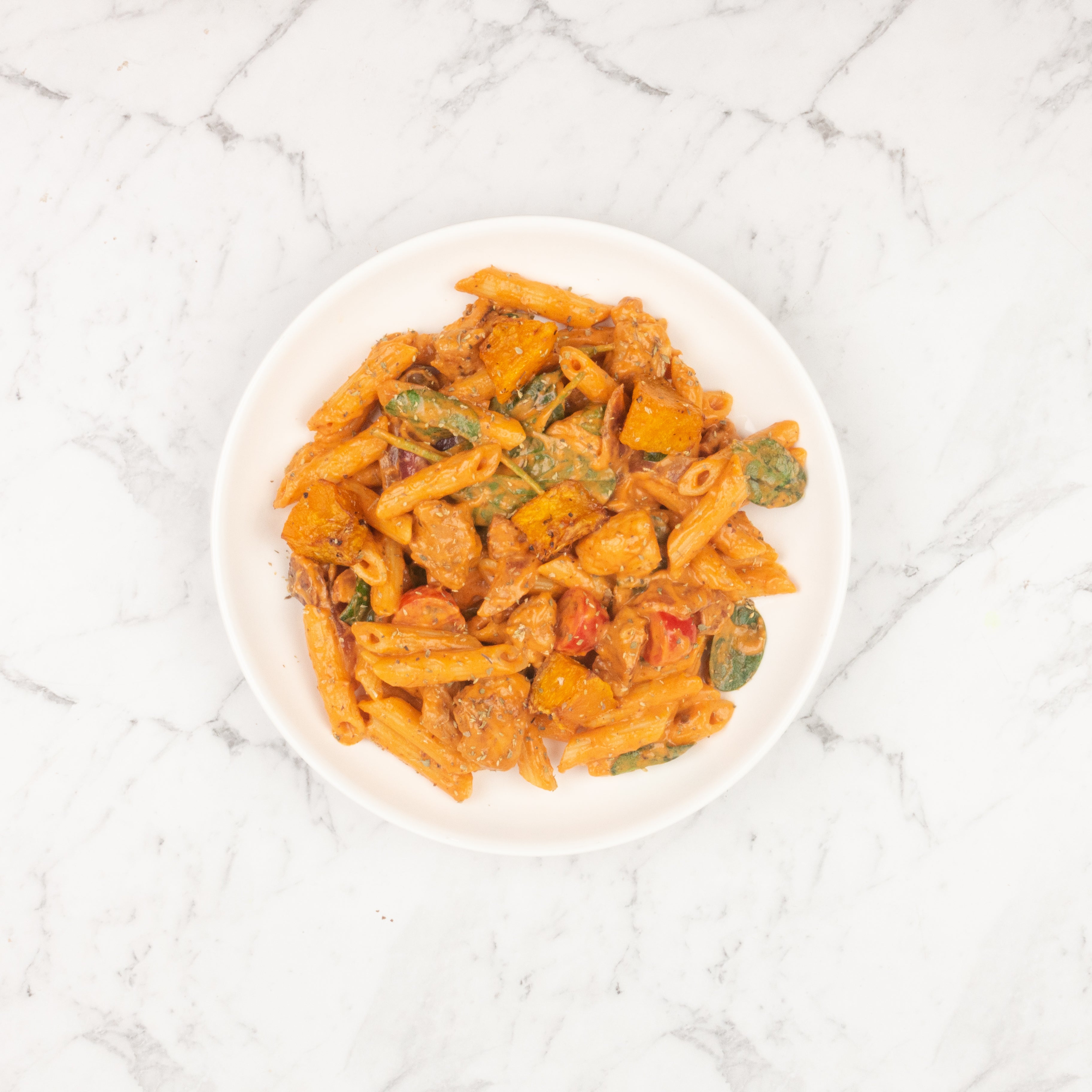 Creamy Tomato and Roast Pumpkin Pasta with Chicken