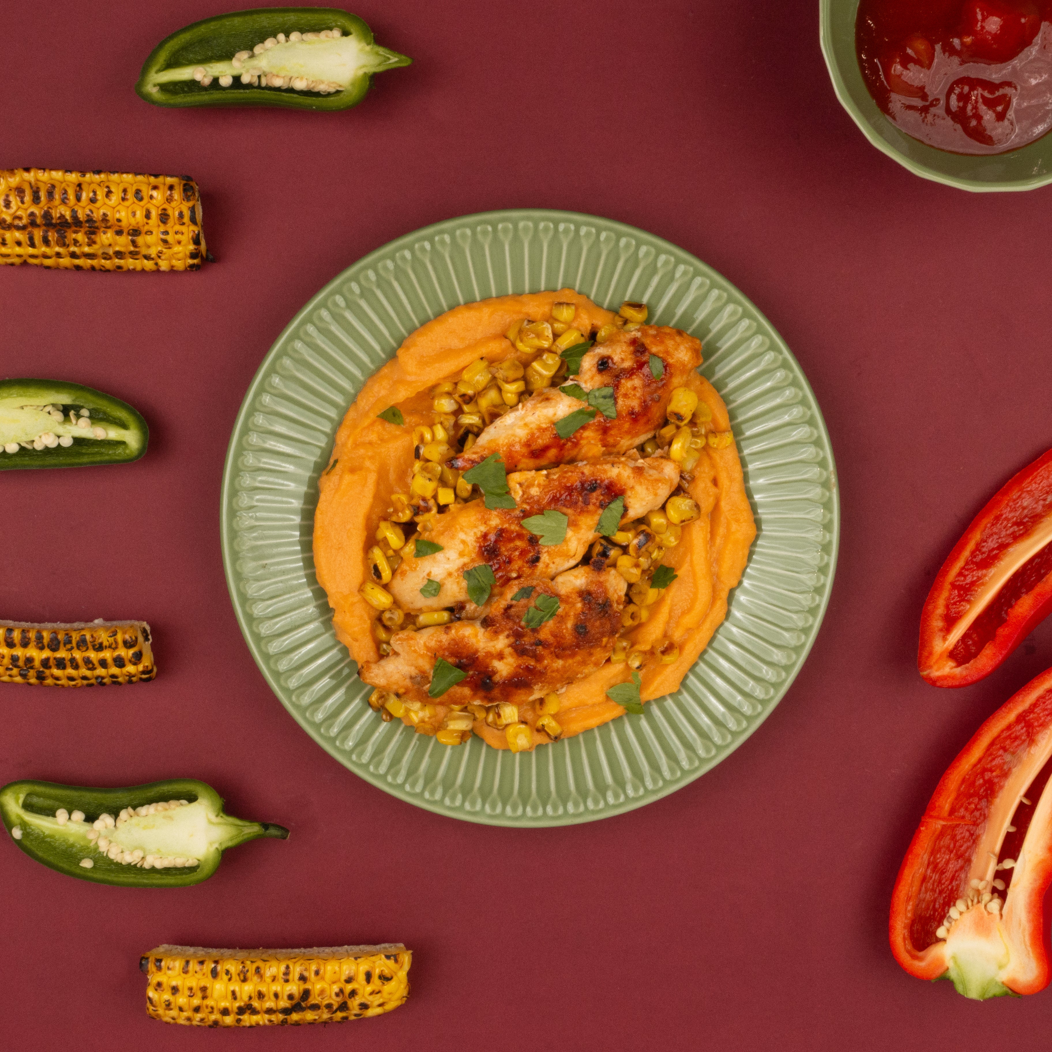 Portuguese Chicken with Charred Corn and Smoky Relish