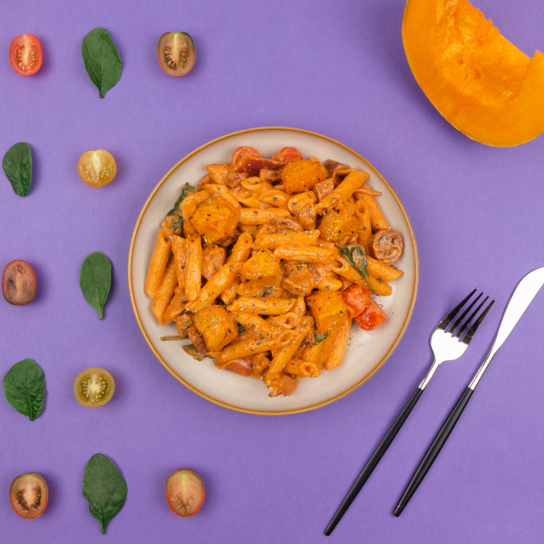 Creamy Tomato and Roast Pumpkin Pasta with Chicken