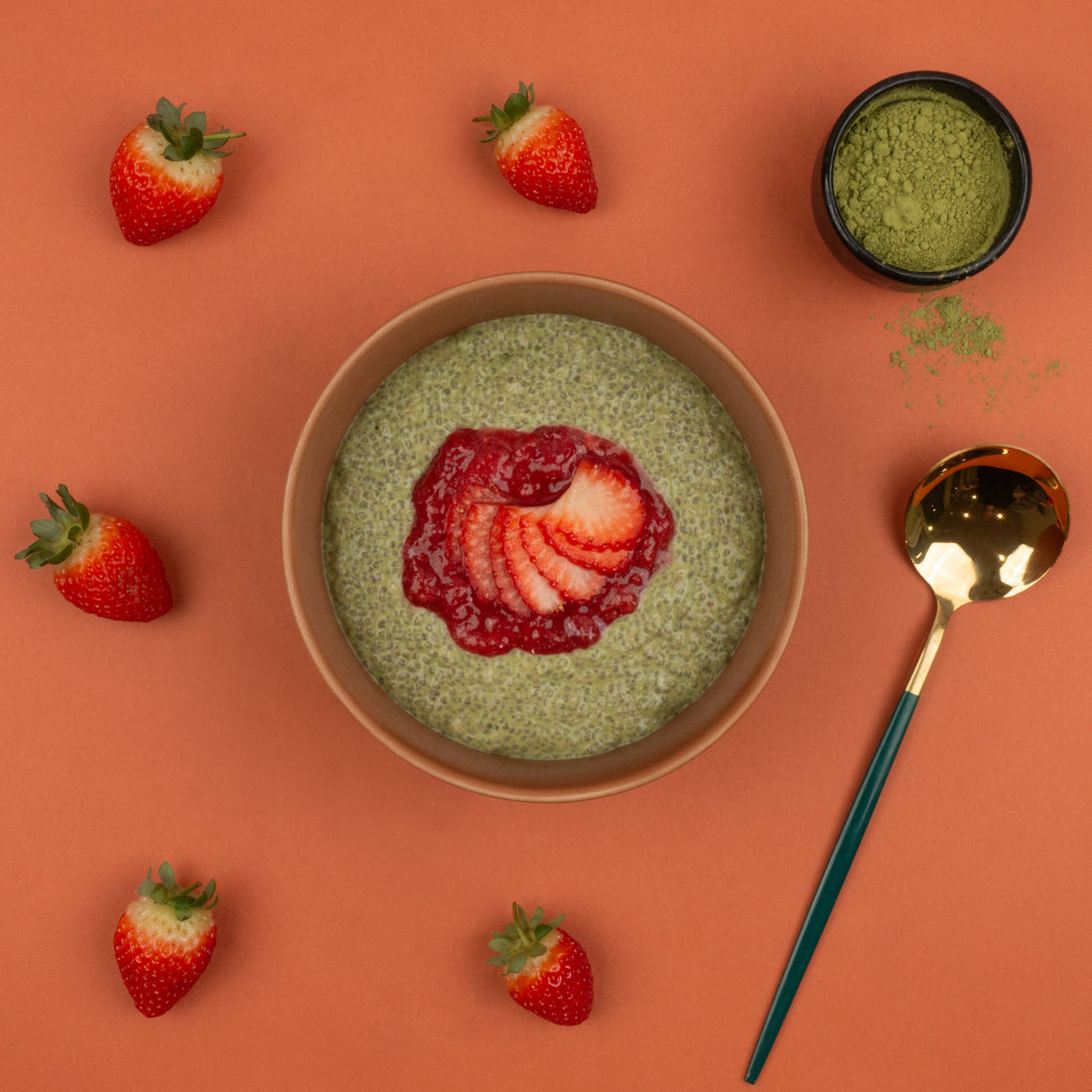 Strawberry Matcha Chia Pudding